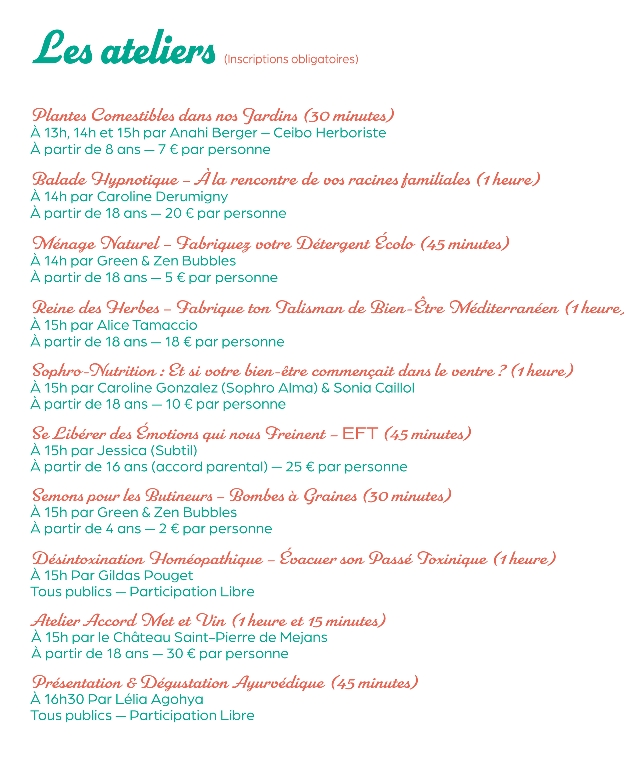 Programme du Festival Plantes & Bien-Être en Vignes 2026