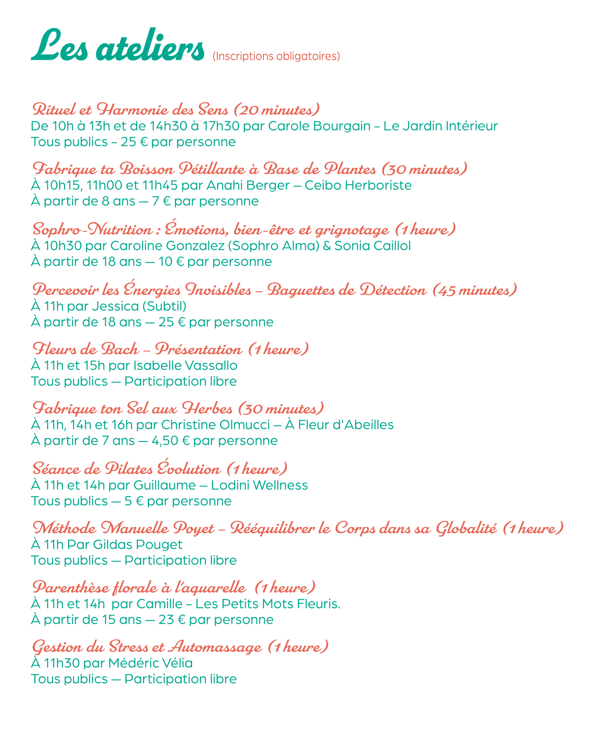 Programme du Festival Plantes & Bien-Être en Vignes 2026